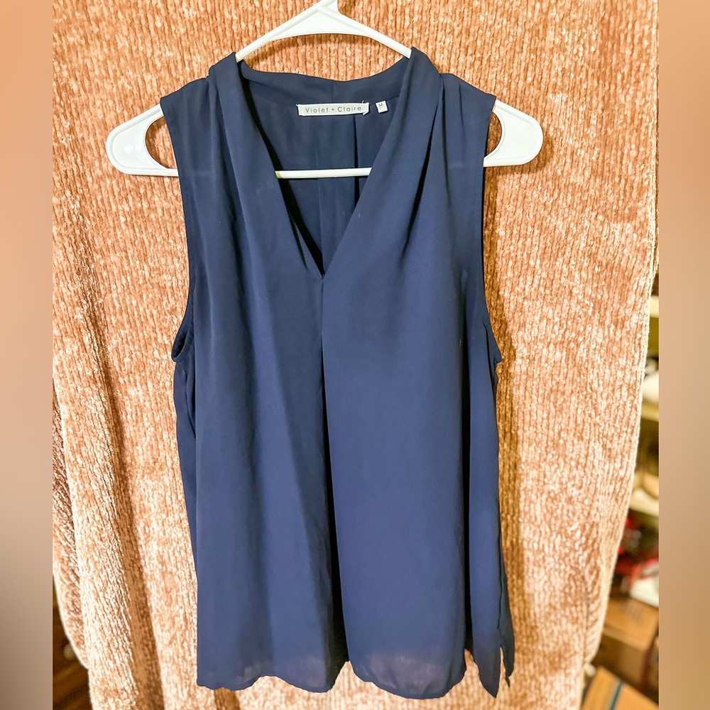 Violet + Claire Sleeveless navy blouse